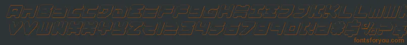 フォントOmega33DItalic – 黒い背景に茶色のフォント