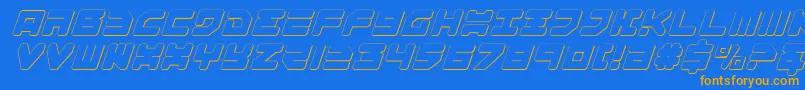 Omega33DItalic Font – Orange Fonts on Blue Background