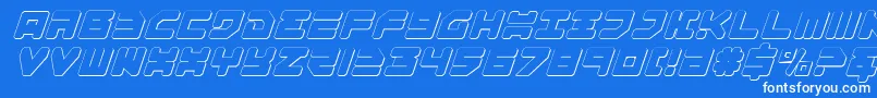 Omega33DItalic Font – White Fonts on Blue Background