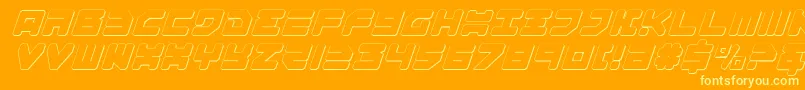 Omega33DItalic-Schriftart – Gelbe Schriften auf orangefarbenem Hintergrund