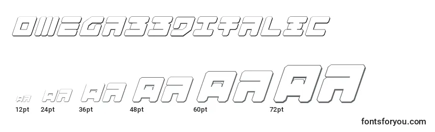 Omega33DItalic Font Sizes