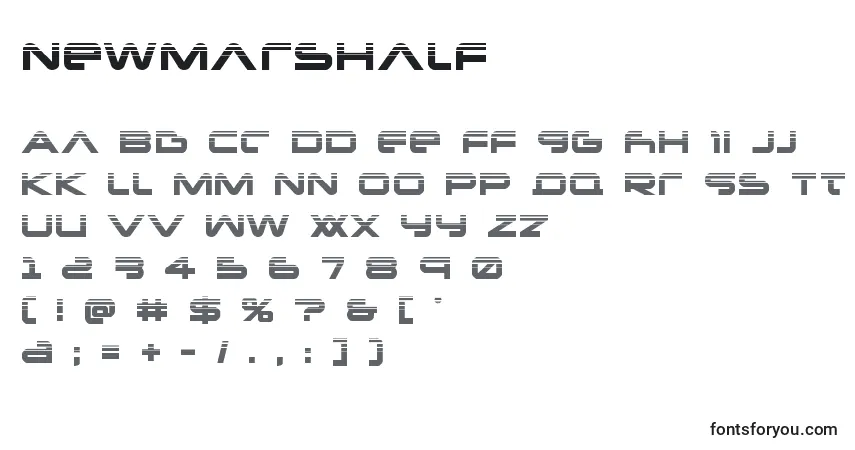A fonte Newmarshalf – alfabeto, números, caracteres especiais
