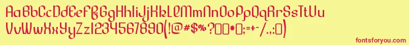フォントLesserconcernRegular – 赤い文字の黄色い背景