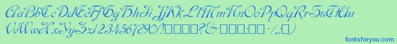 Czcionka Script9 – niebieskie czcionki na zielonym tle