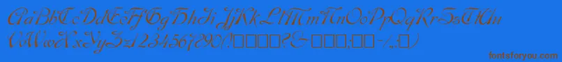 Script9-Schriftart – Braune Schriften auf blauem Hintergrund