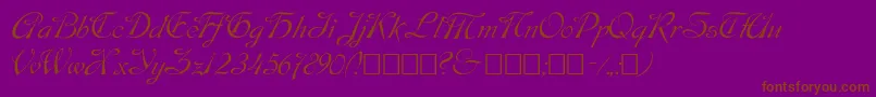 Script9-Schriftart – Braune Schriften auf violettem Hintergrund