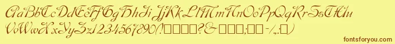 Script9-Schriftart – Braune Schriften auf gelbem Hintergrund