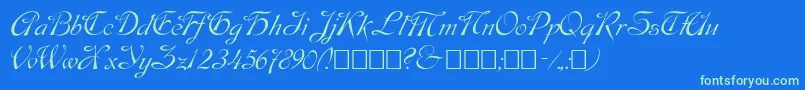 Czcionka Script9 – zielone czcionki na niebieskim tle