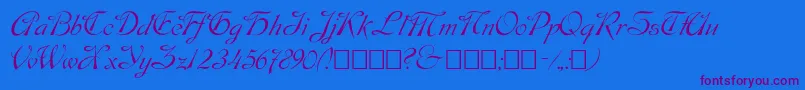 Script9-Schriftart – Violette Schriften auf blauem Hintergrund