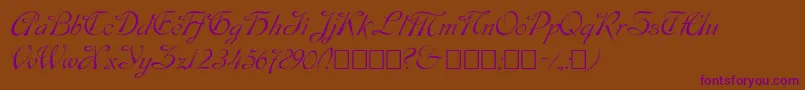 Script9-Schriftart – Violette Schriften auf braunem Hintergrund