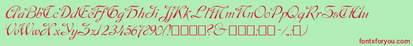 Czcionka Script9 – czerwone czcionki na zielonym tle