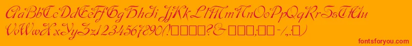 Script9-Schriftart – Rote Schriften auf orangefarbenem Hintergrund