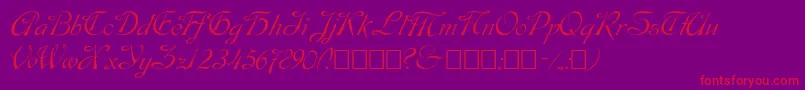 Script9-Schriftart – Rote Schriften auf violettem Hintergrund