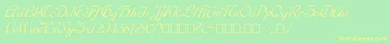 Script9-Schriftart – Gelbe Schriften auf grünem Hintergrund