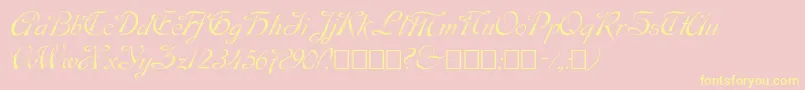 Script9-Schriftart – Gelbe Schriften auf rosa Hintergrund