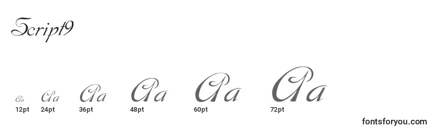 Script9 Font Sizes