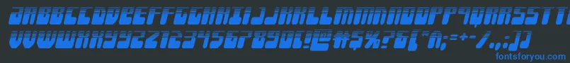 Forcemajeurehalfital-Schriftart – Blaue Schriften auf schwarzem Hintergrund