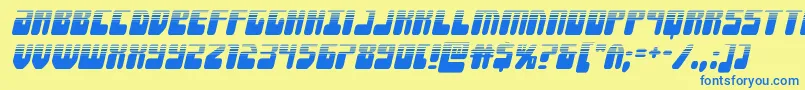 Forcemajeurehalfital-Schriftart – Blaue Schriften auf gelbem Hintergrund