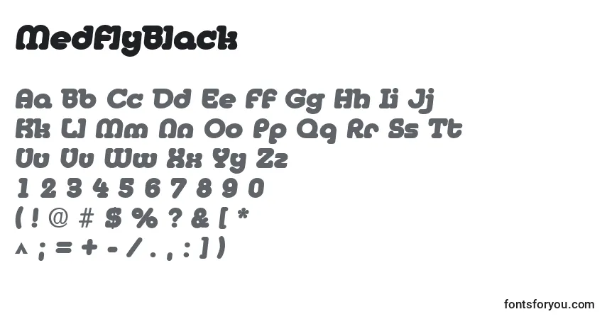 Fuente MedflyBlack - alfabeto, números, caracteres especiales