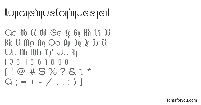 A fonte LupanesqueConsqueezed – alfabeto, números, caracteres especiais