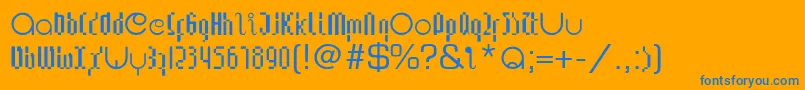 LupanesqueConsqueezed-fontti – siniset fontit oranssilla taustalla