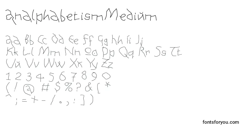 Fuente AnalphabetismMedium - alfabeto, números, caracteres especiales