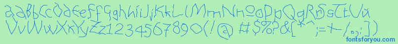AnalphabetismMedium Font – Blue Fonts on Green Background