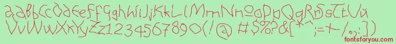 AnalphabetismMedium Font – Red Fonts on Green Background
