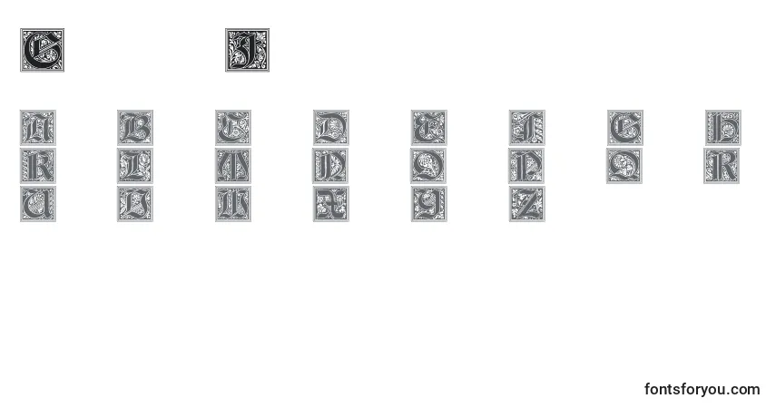GotischeInitialen-fontti – aakkoset, numerot, erikoismerkit