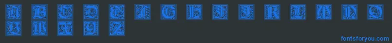 GotischeInitialen-Schriftart – Blaue Schriften auf schwarzem Hintergrund