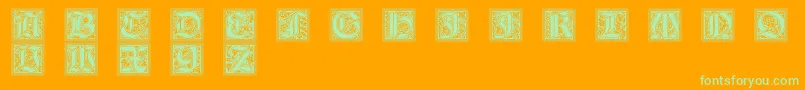 GotischeInitialen Font – Green Fonts on Orange Background