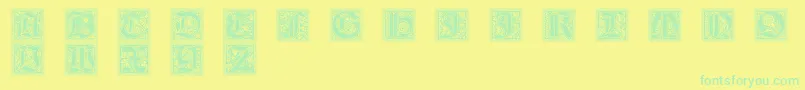 GotischeInitialen-Schriftart – Grüne Schriften auf gelbem Hintergrund