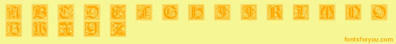 GotischeInitialen Font – Orange Fonts on Yellow Background