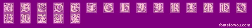 GotischeInitialen-Schriftart – Rosa Schriften auf violettem Hintergrund