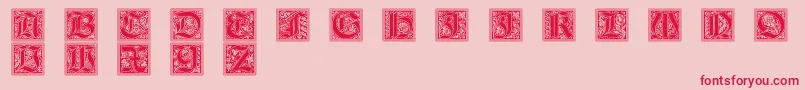 フォントGotischeInitialen – ピンクの背景に赤い文字
