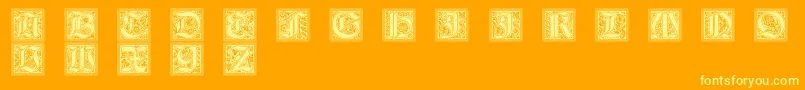 GotischeInitialen-Schriftart – Gelbe Schriften auf orangefarbenem Hintergrund