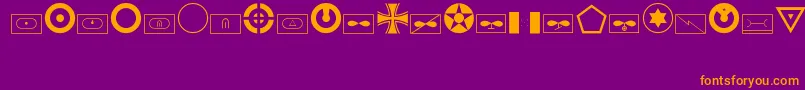 Militaryid-fontti – oranssit fontit violetilla taustalla
