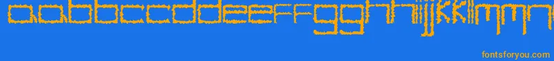 フォントYbHybrid – オレンジ色の文字が青い背景にあります。