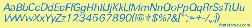 UltimaterandomItalic Font – Blue Fonts on Yellow Background