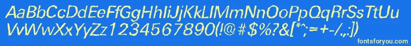 UltimaterandomItalic Font – Yellow Fonts on Blue Background