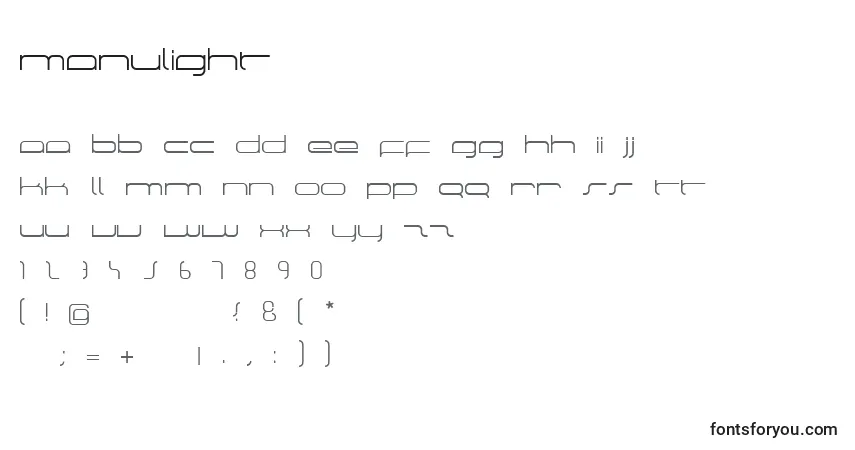 Schriftart ManuLight – Alphabet, Zahlen, spezielle Symbole