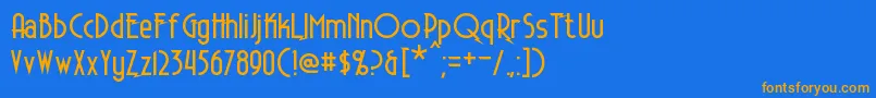 フォントElectrorocket – オレンジ色の文字が青い背景にあります。