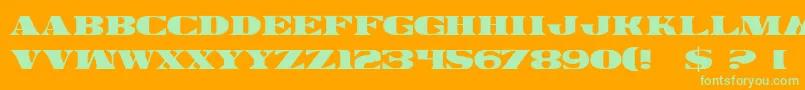 LegalTender-Schriftart – Grüne Schriften auf orangefarbenem Hintergrund