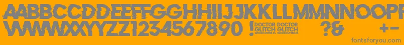 Saiba mais sobre a fonte DoctorGlitch Fonte DoctorGlitch – fontes cinzas em um fundo laranja