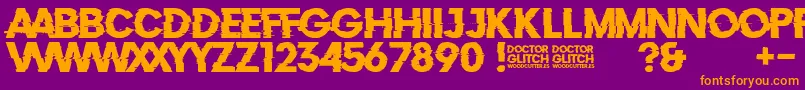 Weitere Informationen zur DoctorGlitch-Schriftart DoctorGlitch-Schriftart – Orangefarbene Schriften auf violettem Hintergrund
