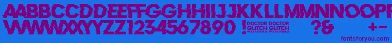 Fonte DoctorGlitch – fontes roxas em um fundo azul