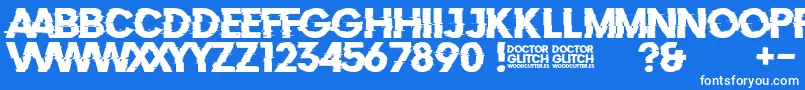 Шрифт DoctorGlitch – белые шрифты на синем фоне