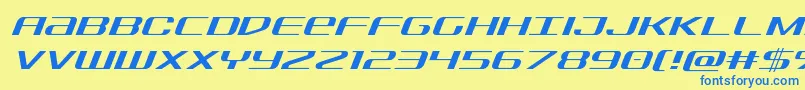 フォントSdflightital – 青い文字が黄色の背景にあります。