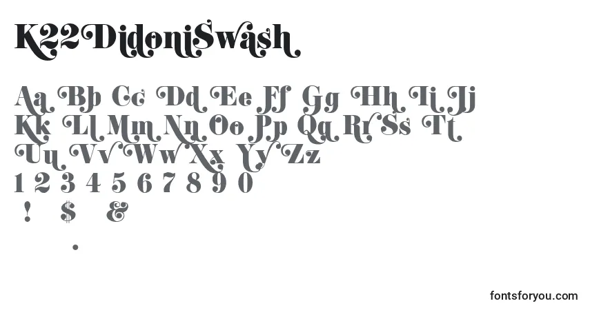 A fonte K22DidoniSwash (71471) – alfabeto, números, caracteres especiais