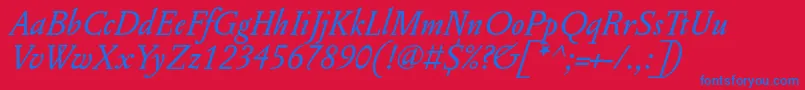 Шрифт PentagrammeItalic – синие шрифты на красном фоне